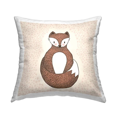 Stupell Industries Whimsical Smiling Fox Patterned Nursery Design Throw Pillow, 18" x 18"