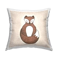 Stupell Industries Whimsical Smiling Fox Patterned Nursery Design Throw Pillow, 18" x 18"
