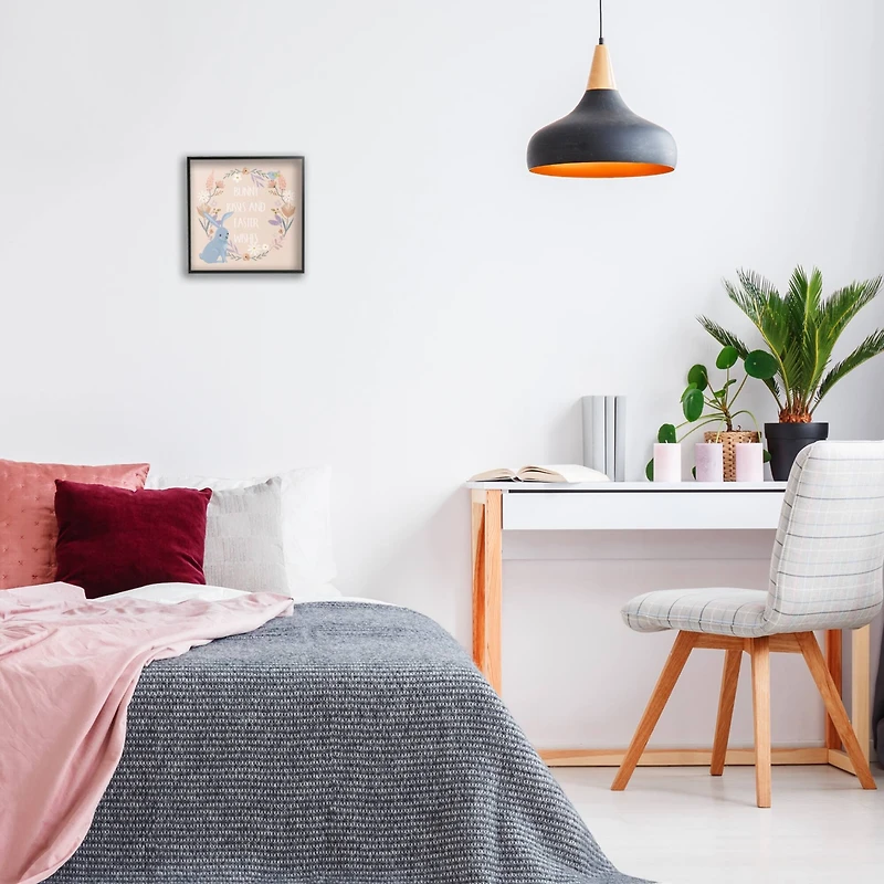 Stupell Industries Bunny Kisses Easter Wishes Framed Giclee Art