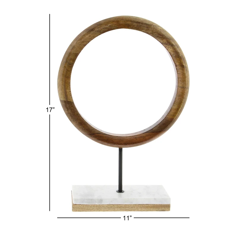 17" Brown Mango Wood Abstract Sculpture