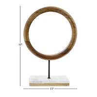 17" Brown Mango Wood Abstract Sculpture