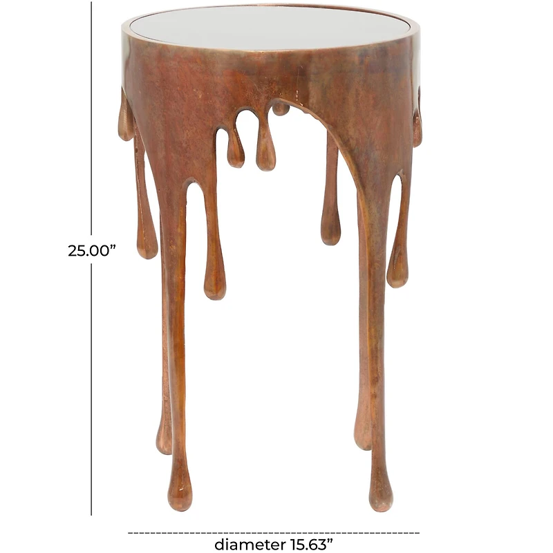 25" Bronze Melting Drip Design Accent Table 