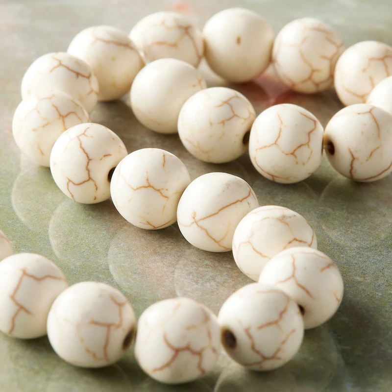 12 Pack: White Round Howlite Beads, 10mm by Bead Landing™