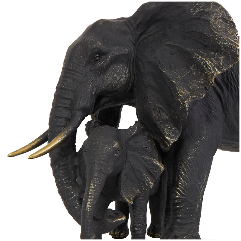 14" Bronze Elephant Family Sculpture