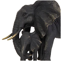 14" Bronze Elephant Family Sculpture