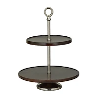 18" Dark Brown Mango Wood 2 Tiered Server