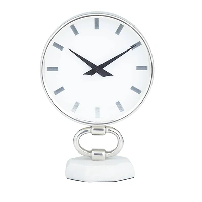 Silver Modern Abstract Clock, 8" x 5" x 12"