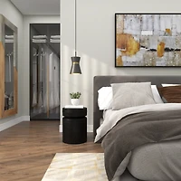 18" Black Metal Drum Accent Table