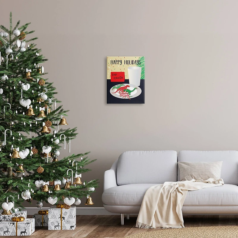 Stupell Industries Happy Holidays Dinosaur Santa Cookies Canvas Wall Art
