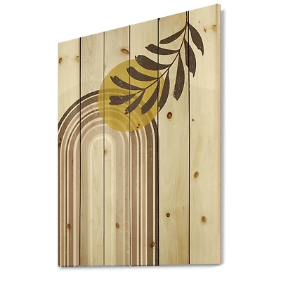 Designart - Abstract Sun and Moon With Leaf In Earth Tones