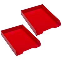 JAM Paper Red Stackable Office Desk Supply & Paper Organizer Set