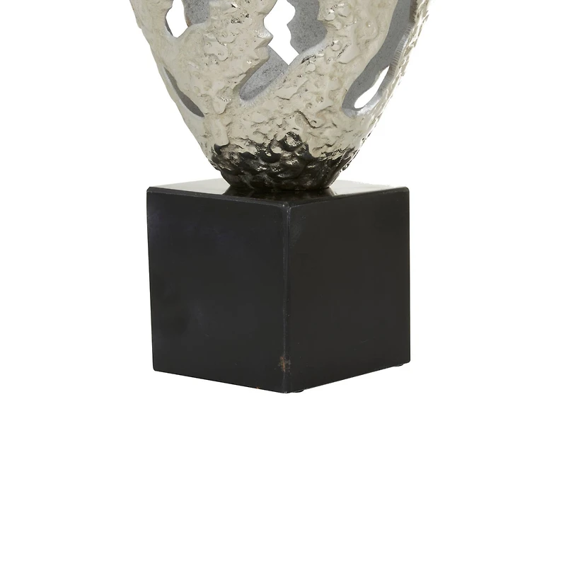 Silver Aluminum Contemporary Sculpture, 23" x 10" x 10"
