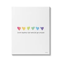 Stupell Industries Love Makes World Go Round Rainbow Heart Ombre Canvas Wall Art