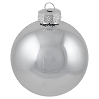 72ct. 4" Silver Shiny and Matte Christmas Glass Ball Ornaments