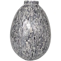 12" Gray Mother of Pearl Handmade Mosaic Inspired Vase