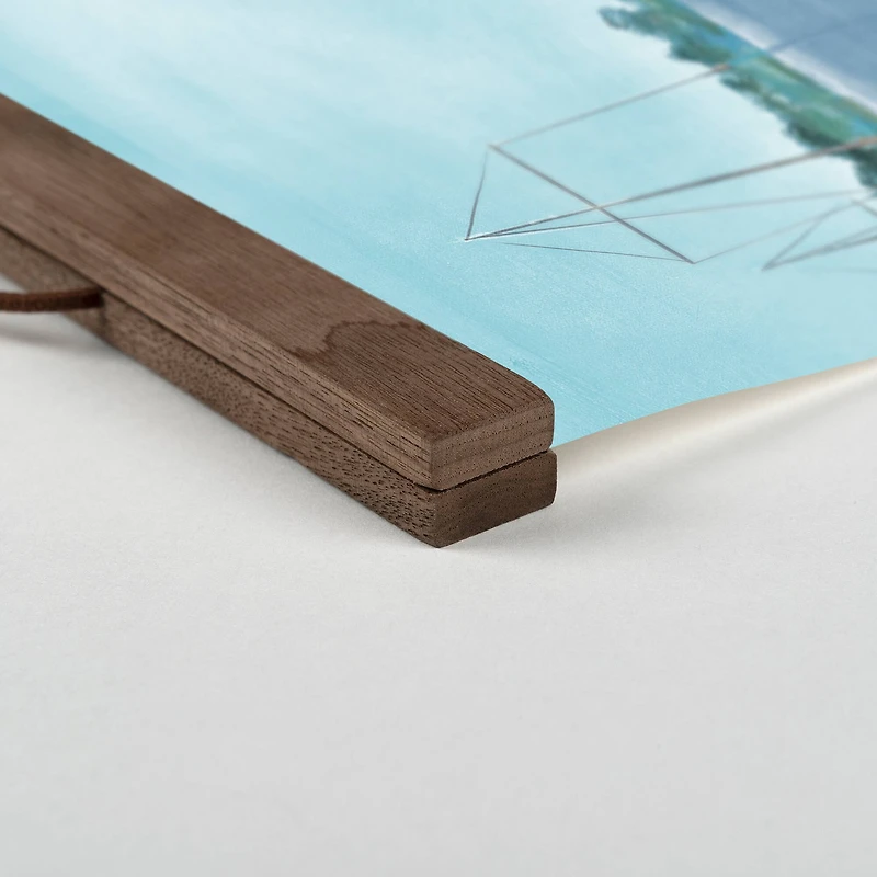 Four Sailboats Teak Hanging Canvas Wall Art