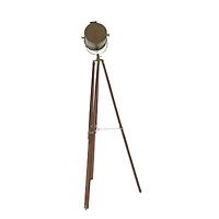 71" Brown Wood Industrial Floor Lamp