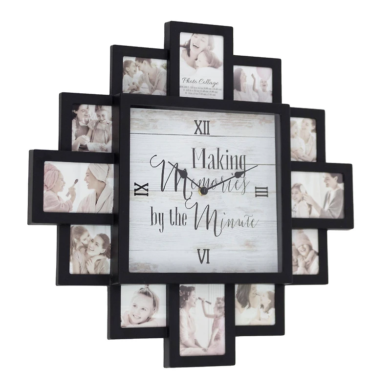 Black "Memories by the Minute" Picture Frame Wall Collage Clock
