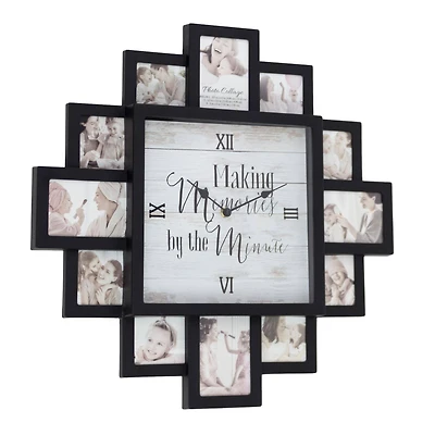 Black "Memories by the Minute" Picture Frame Wall Collage Clock