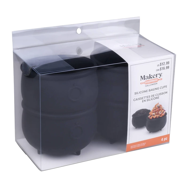 3.75" Black Cauldron Silicone Baking Cups, 4ct. by Makery™
