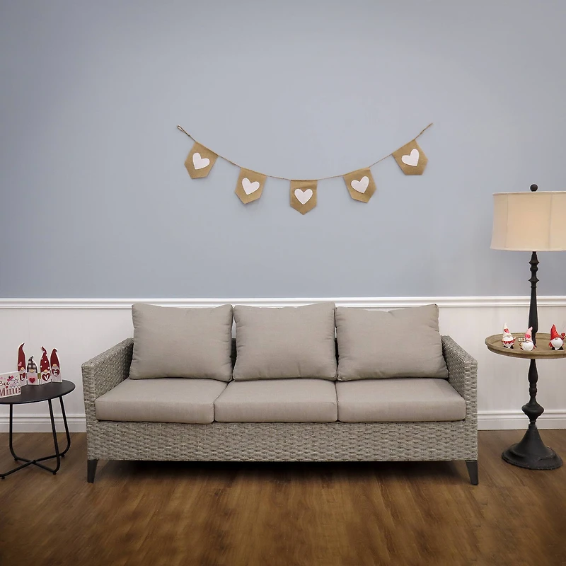 6ft. White Hearts Valentine's Day Jute Garland