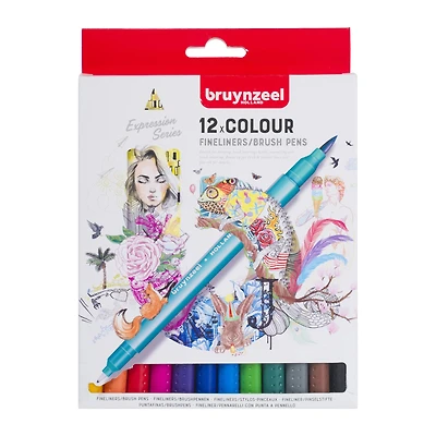 Bruynzeel Expression Fineliner 12 Color Brush Pen Set