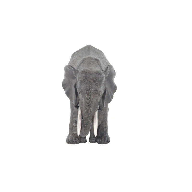 20" Dark Gray Eclectic Polystone Elephant Sculpture