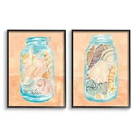 Stupell Industries Seashells In Jar Black Framed Wall Art Set