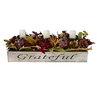24" Autumn Harvest Pomegranate 3-Piece Candle Holder