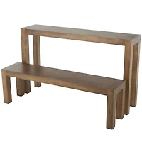 Brown Wood Console Table with Bench