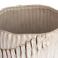 Hello Honey® 9.25" Cream Pleated Handmade Stoneware Vase