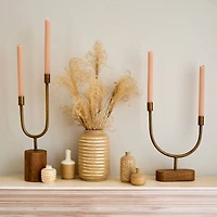 Hello Honey® Asymmetrical Wood & Metal Candle Holder
