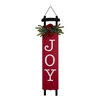 Glitzhome® 40" Lighted Wooden Sleigh JOY Porch Sign with Timer