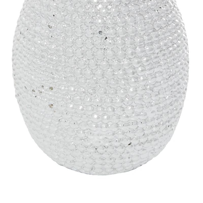 Silver Polystone Glam Pineapple Sculpture, 12" x 6" x 6"