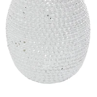 Silver Polystone Glam Pineapple Sculpture, 12" x 6" x 6"