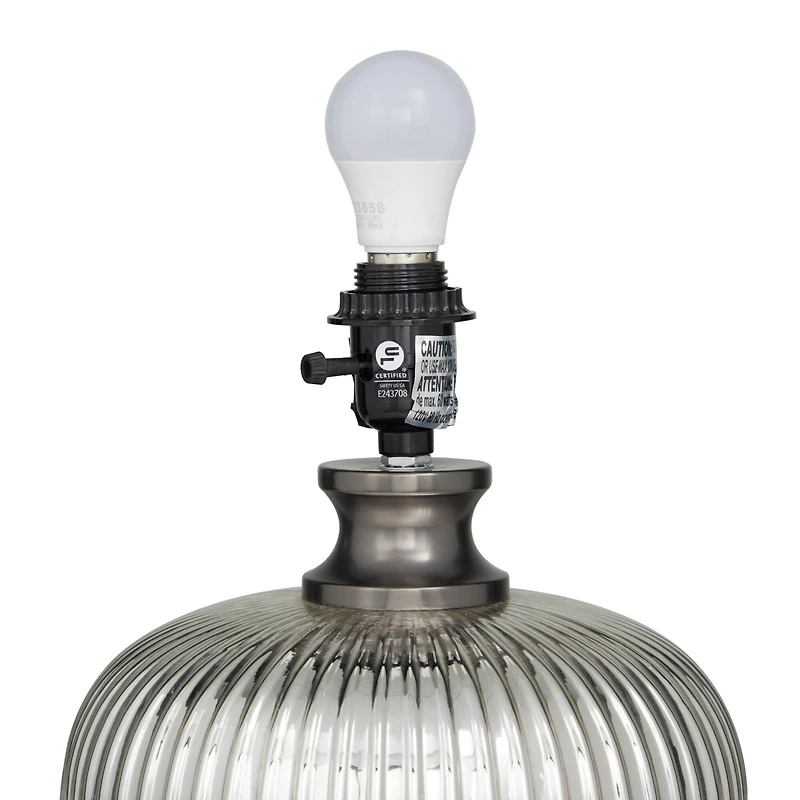 Grey Glass Modern Accent Lamp, 15" x 15" x 21"