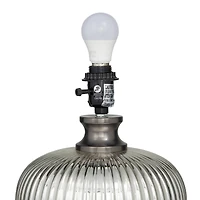 Grey Glass Modern Accent Lamp, 15" x 15" x 21"