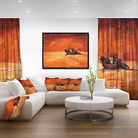 Designart - Fishing Boat in Red Hue
