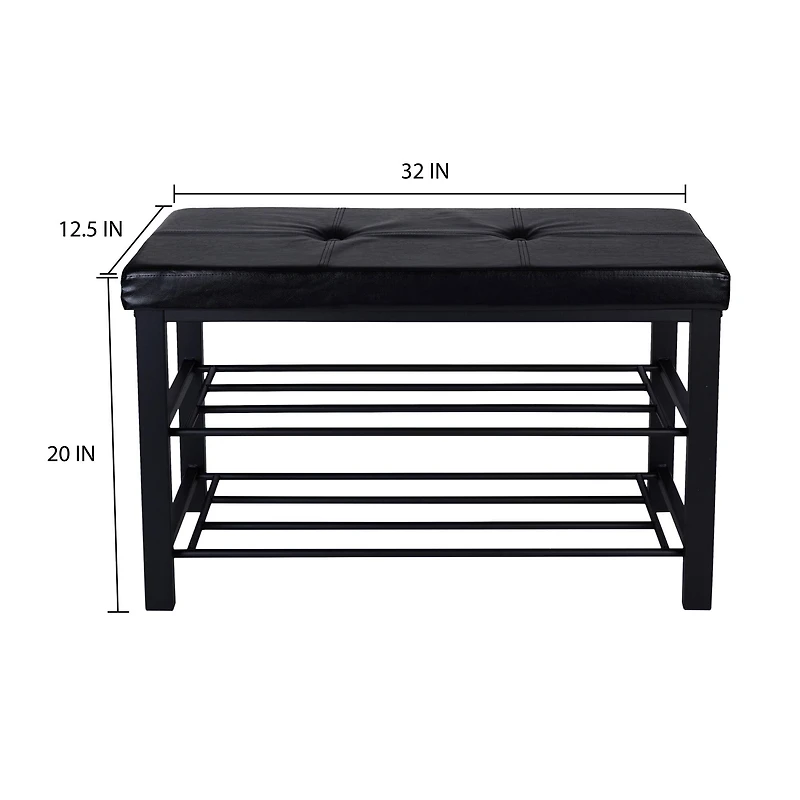 Simplify Black Entryway Bench with Shoe Storage