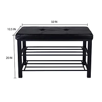 Simplify Black Entryway Bench with Shoe Storage
