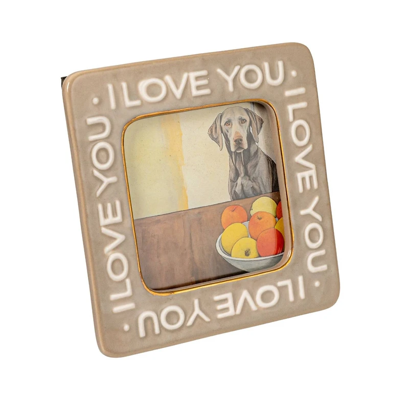 Hello Honey® Beige “I Love You” Stoneware Photo Frame
