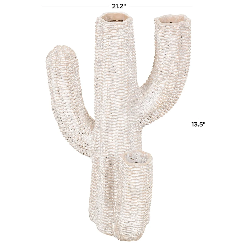 Cream Resin Cactus Textured Planter