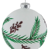 Glittered Glass Ball Christmas Ornaments with Pine Cones  - 4" (100mm) - 4ct