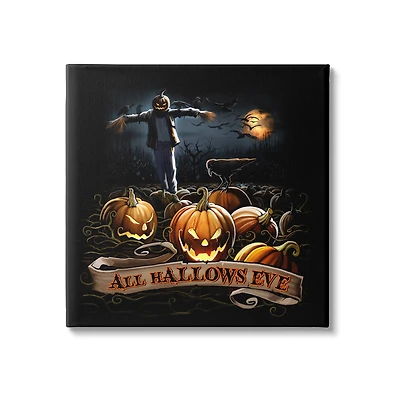 Stupell Industries All Hallows Eve Scary Jack-o-Lantern Night Canvas Wall Art