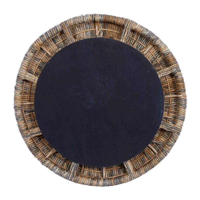 35" Gray Temper Border Coastal Style Round Wall Mirror