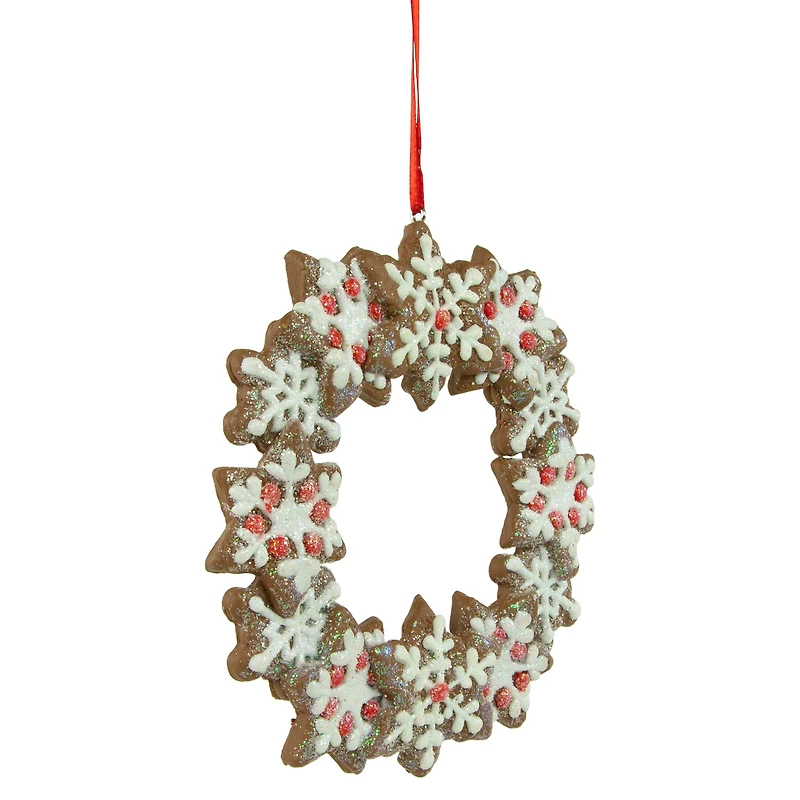 5" Gingerbread Snowflake Wreath Ornament