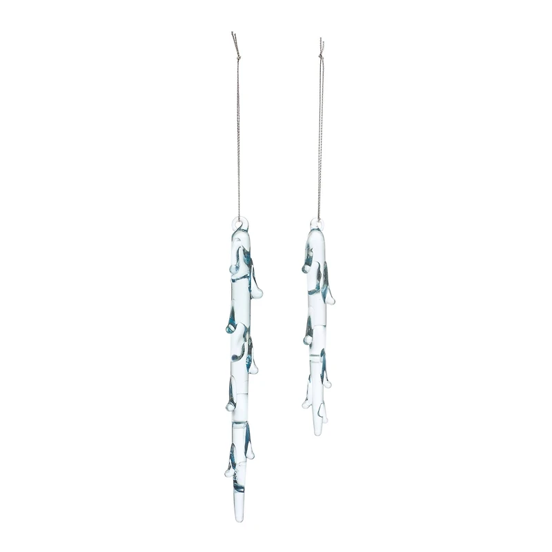12ct. Melted Glass Icicle Drop Ornaments