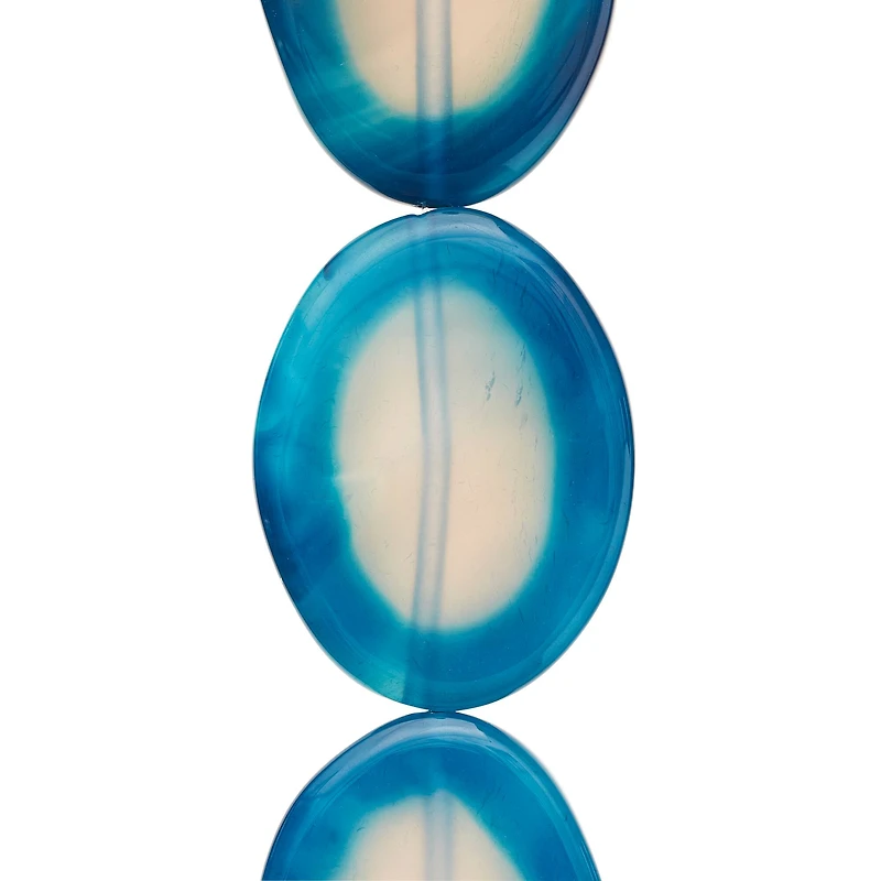 Fire Blue Agate Oval Beads, 40mm by Bead Landing™