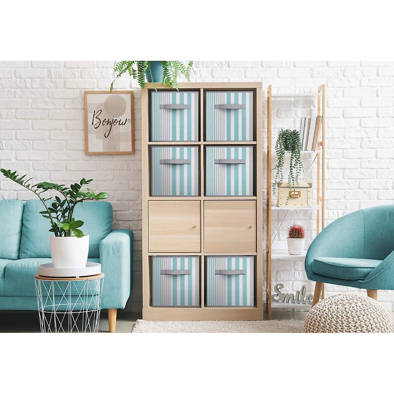 Sorbus 11" Aqua & Gray Foldable Storage Cubes, 6ct.