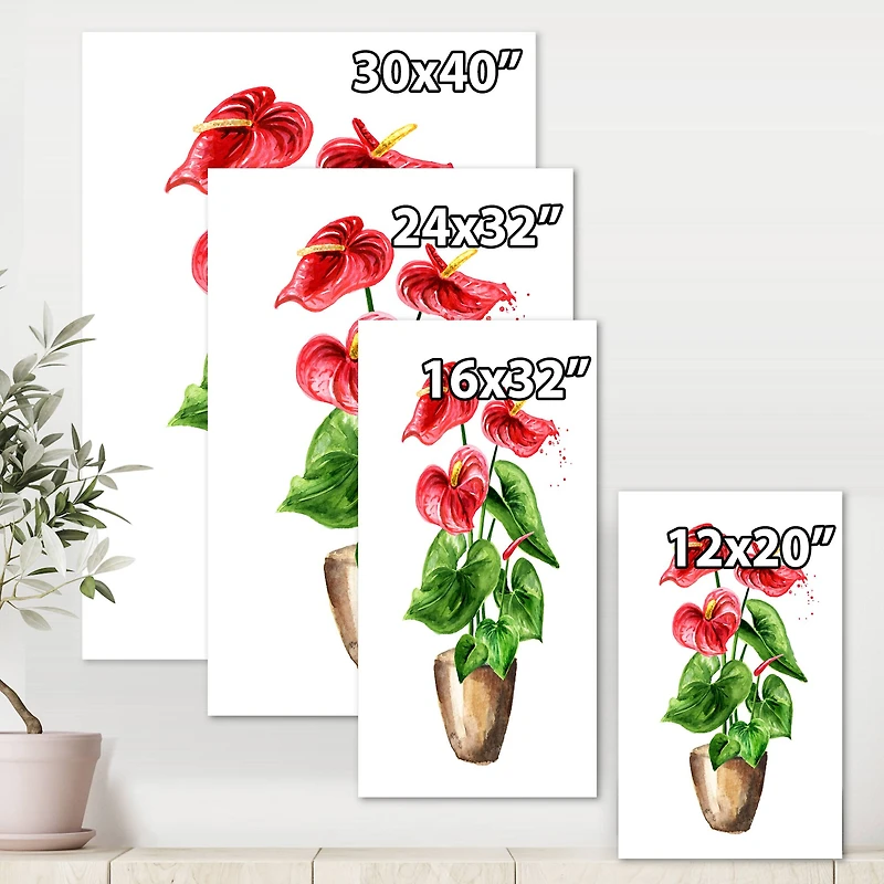Designart - Anthurium Tailflower Or Flamingo Flower In The Pot